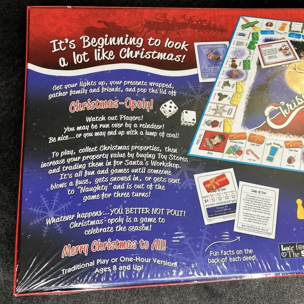 Christmas-Opoly Board Game Themed Monopoly Santa Reindeer New/Sealed! Holiday